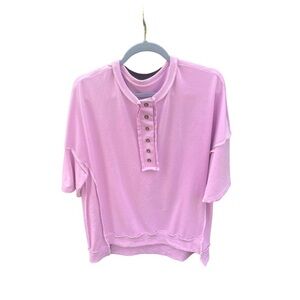 Amazon Essentials Women's Short Sleeve Henley - Light Purple